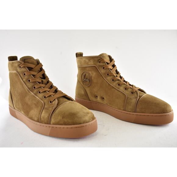 Christian Louboutin Mens Louis Orlato Flat Rhea Brown High Top Sneakers 42 9 - Picture 4 of 11